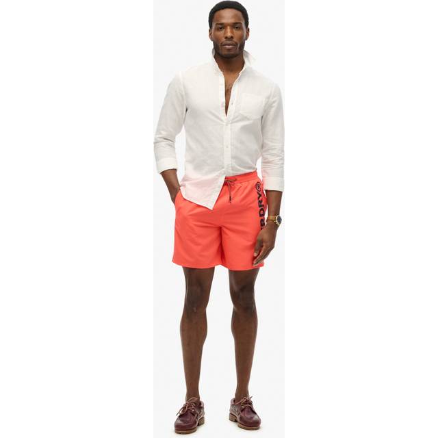 Superdry Sport Graphic 17 Swim Short Herr Badbyxor Stl. L - Från Magasin - Hot Coral (L)