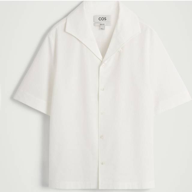 Camp-Collar Seersucker Shirt - White