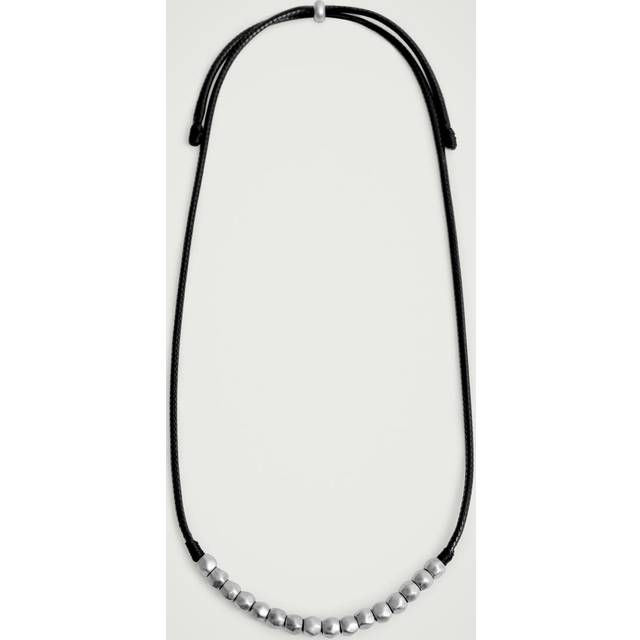 Beaded Cord Necklace - Silver - One Size
