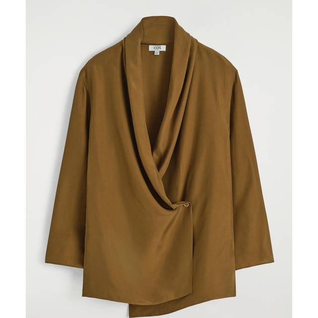 Shawl-Lapel Silk Blazer - Beige - 32