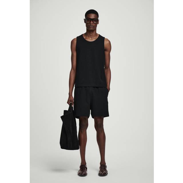 Textured Cotton-Jersey Shorts - Black - M