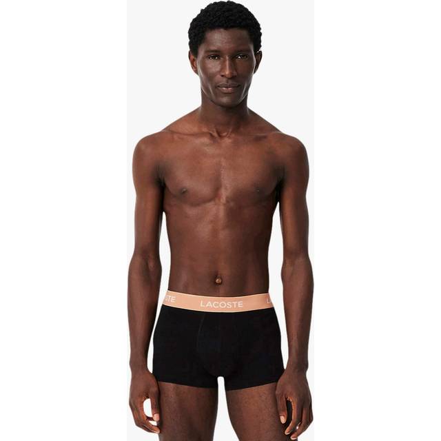 Lacoste 5-Pack Stretch Cotton Trunks Size L Black / Light Orange / Pink / Light Green / Red / Black