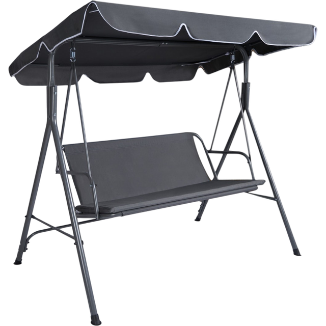 OHS 3 Seater Garden Patio Swing Bench Chair With Canopy - Charcoal, Grey