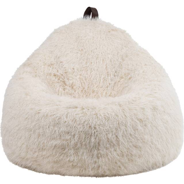 Casswell Cocoon Faux Fur Fluffy Bean Bag Chair - White (Large; Medium)