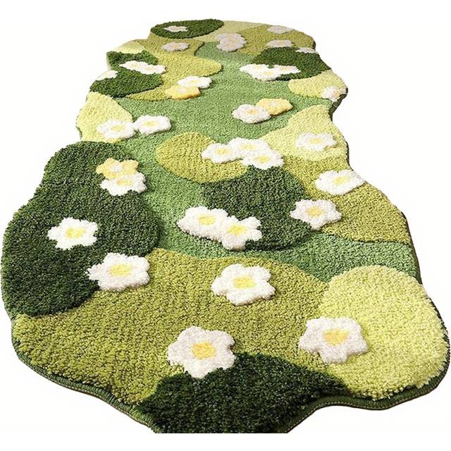 TEMU Flower Moss Rugs For Bedroom, Non Slip Large Floral Area Rugs, Plant Runner Rugs For Living Room Study Bedside Carpet Home Decor