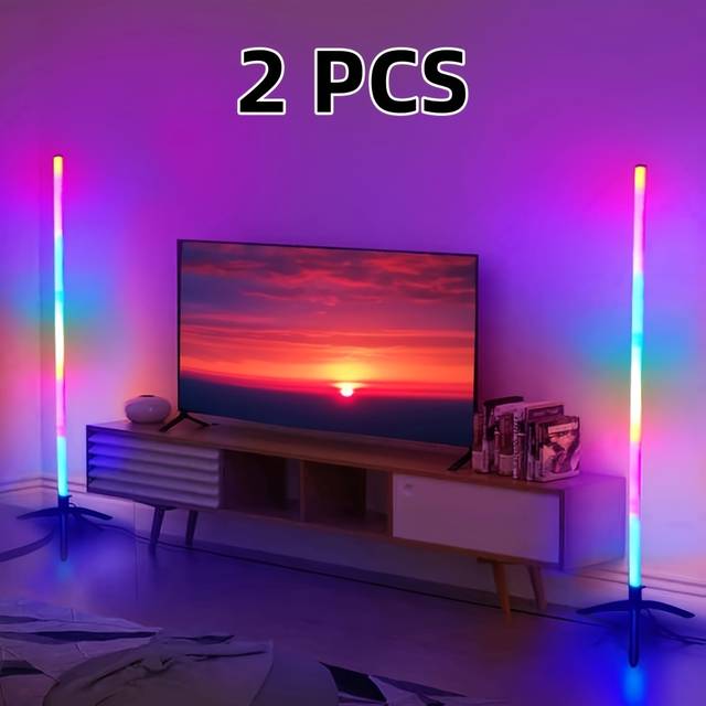 TEMU 16-color Led Corner Floor Lamp With Remote Control - Dimmable, Space-saving Room, Bedroom, Game Theater - Usb Powered, Modern Vertical Wall-mounted Light (1/2/3/4pcs), Lamps For Living Room
