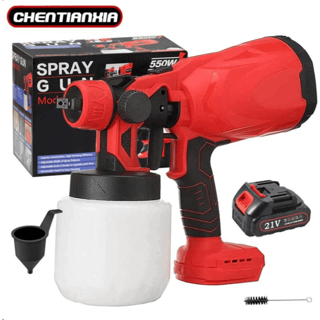 TEMU Cordless Spray Battery Paint Sprayer Paint Sprayer Handheld Spray 1000ml Garden Fence Spray With 1500mah Battery, 4 Nozzles, Spray For Painting Ceiling, Wall, Garden