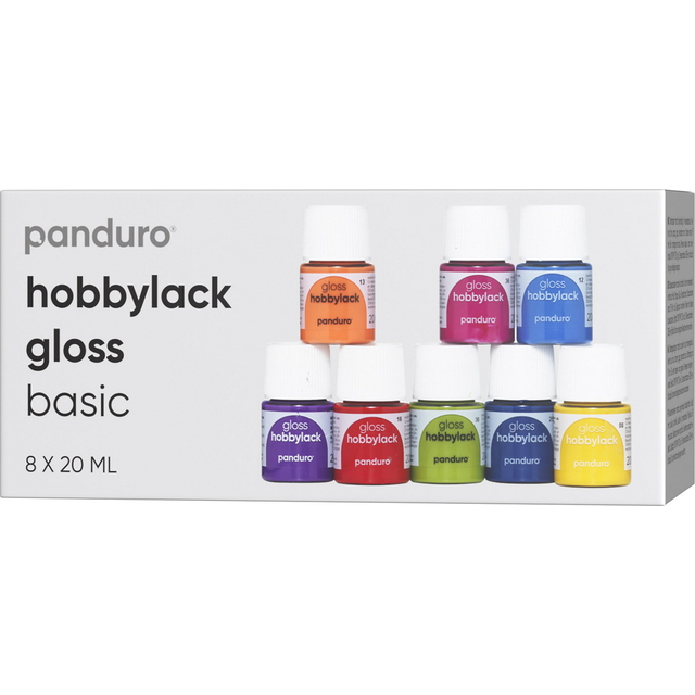 Hobbylack gloss 8×20 ml Basic – 8 blanka basfärger