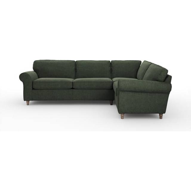 Flori Tonal Plush Chenille Corner Sofa - Moss Green