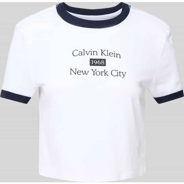 T-shirt Calvin Klein Jeans Drapey Jersey Crop Brilliant White/ Baritone Blue S (S)