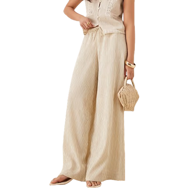 Stradivarius Flowing striped trousers Vanilla L