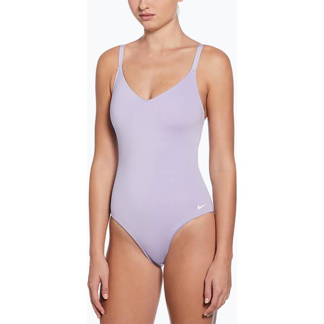 Nike Womens V Neck One Piece Swimsuit - Purple, Purple, Size Xs, Women - XS