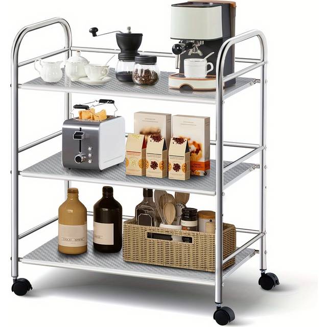 TEMU -tier Stainless Cart, A Catering Miscellaneous Cart, A Storage Cart With Handles And Wheels, A Rolling Cart, Suitable For Home Kitchen Islands, Living Rooms, Bedrooms, And Offices.