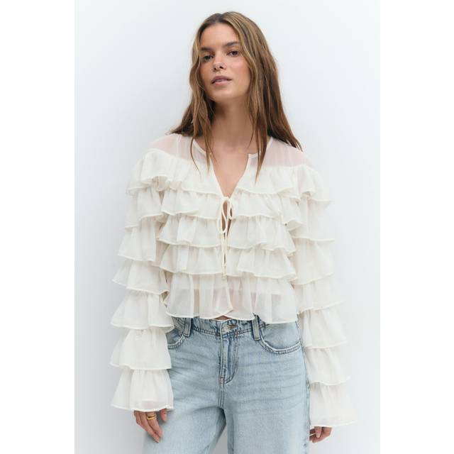 Gina Tricot - Blus Flounce Blouse - Vit