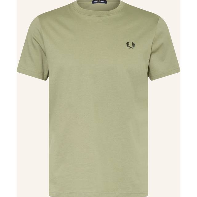 Men's Fred Perry Crew Neck T-Shirt Olive Mint - Tan - Size: 38/Regular