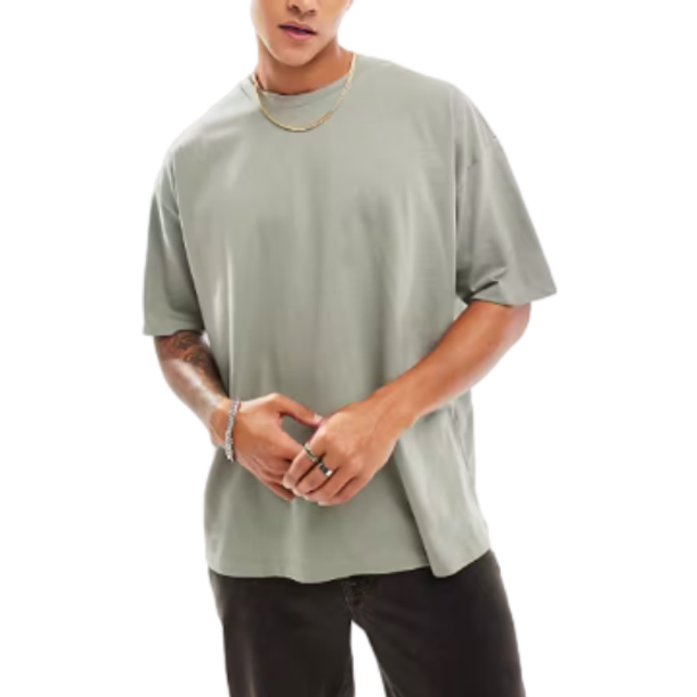 ASOS DESIGN – Essential – Khakifärgad t-shirt i oversize-Grön/a