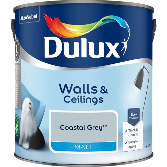 Dulux Matt Emulsion Paint - Coastal Grey - 2.5 L - Blue