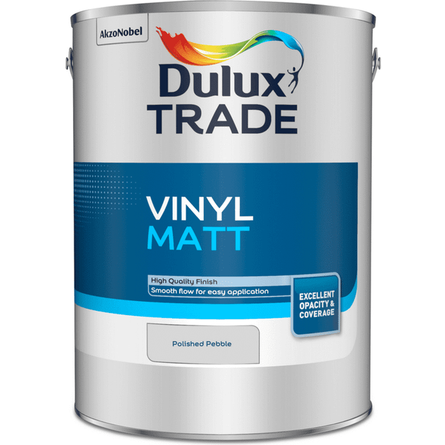 Dulux Trade Vinyl Matt Emulsion Paint - Polished Pebble - 5L - Grey