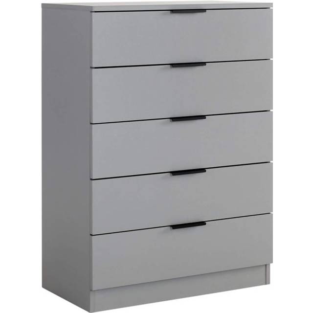 (Grey) Home Source Phoenix Chest of 5 Drawers Bedroom Storage Unit