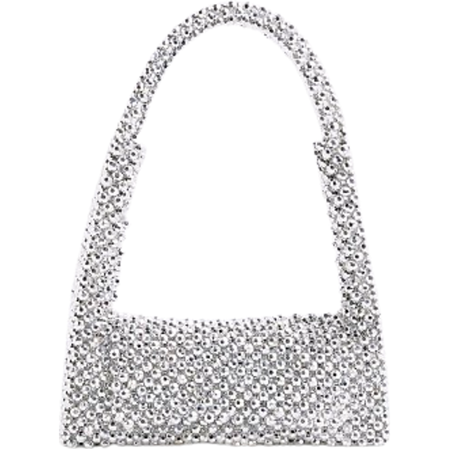 River Island Womens Silver Beaded Metallic Clutch Bag - One Size