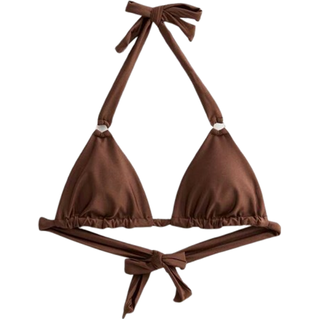 New Look Women's Mix and Match Dark Brown Ring Detail Halterneck Bikini Top - UK 6