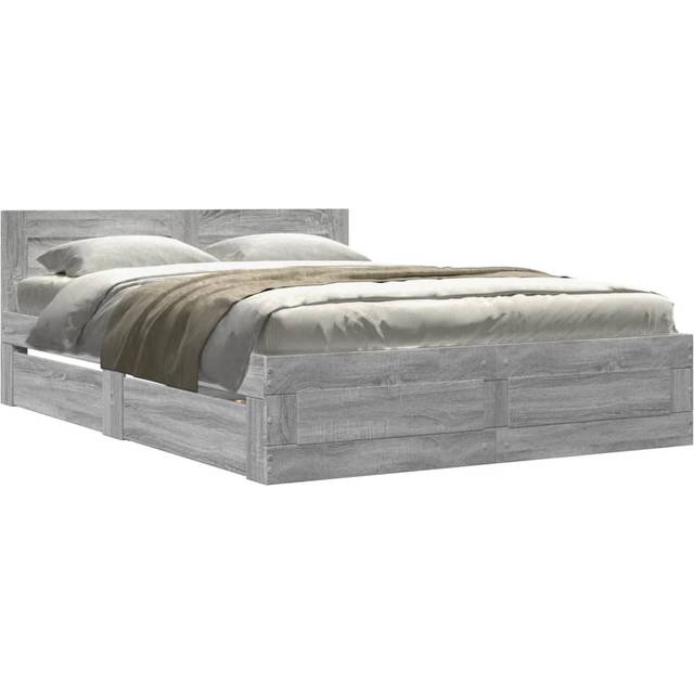 vidaXL Bed Frame with Headboard without Mattress Grey Sonoma 120x200 cm
