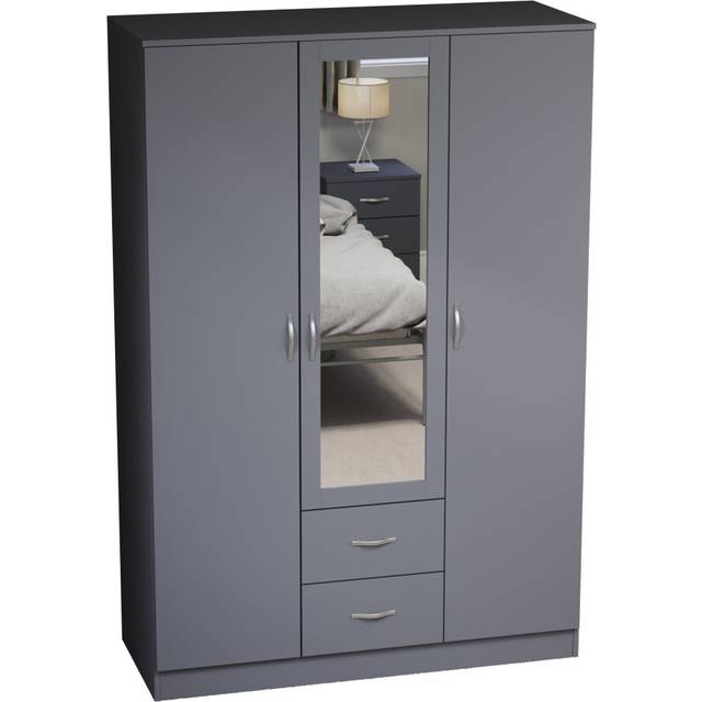 (Jasper Green) Riano 3 Door 2 Drawer Mirrored Bedroom Wardrobe