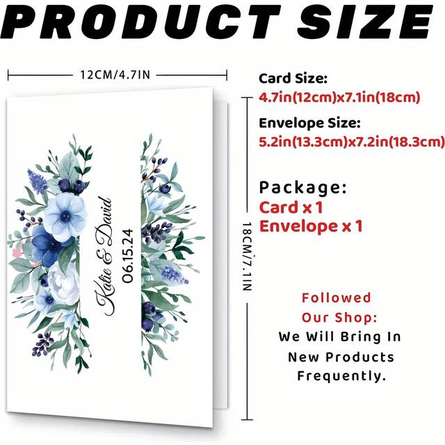 TEMU Personalized Wedding Congratulations Card 1pc For Engagement, Anniversary, Valentine's, Custom Couple Names And Date, Special Greeting Gift Card For Newlyweds And Couples