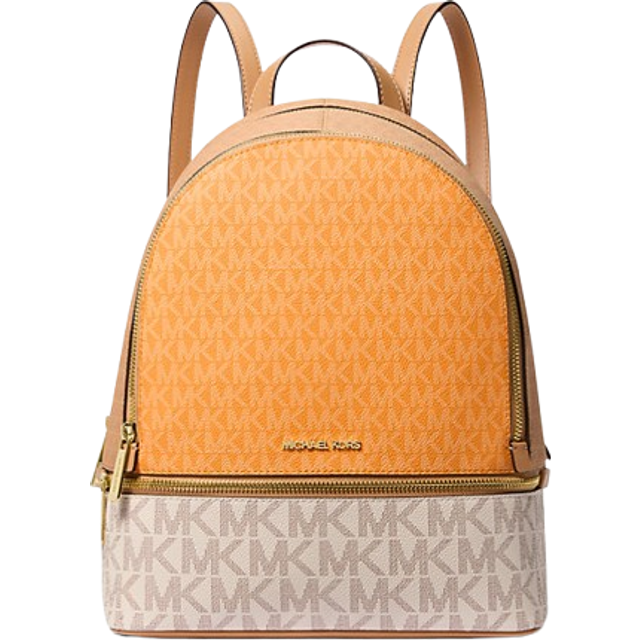 Michael Kors Rhea Medium Color Block Signature Logo Backpack - Pop Orange Multi