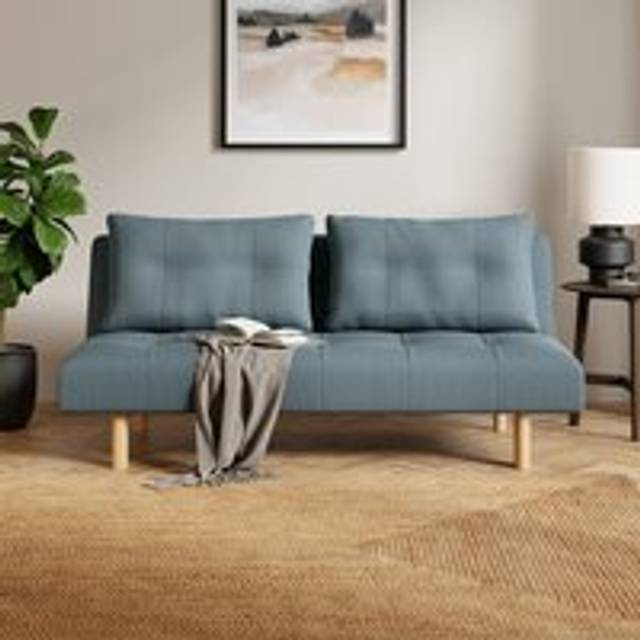 Lottie Boucle Two Tone Clic Clac Double Sofa Bed - Blue
