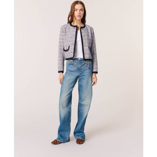 Veste Courte En Tweed - Rouge - Maje -  Matière principale: 43% coton, 32% polyester, 21% acrylique, 2% viscose, 1% polyamide, 1% fibres métalliséesDoublure: 100% viscoseEmpiècement: 100% coton<br - Prêt-à-porter > Hauts > Vestes