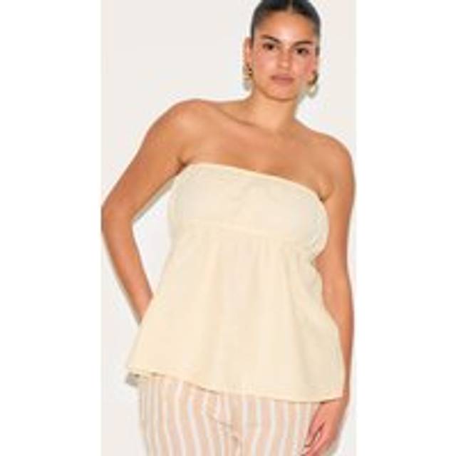 Plus Butter Cream Bandeau Peplum Top, Butter Cream. - 24