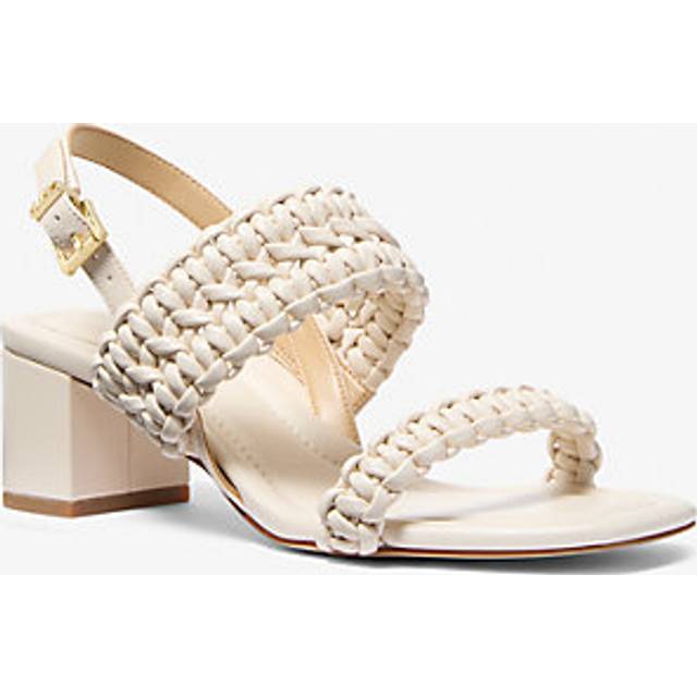 MK Audrina Woven Block Heel Sandal - Natural - Michael Kors
