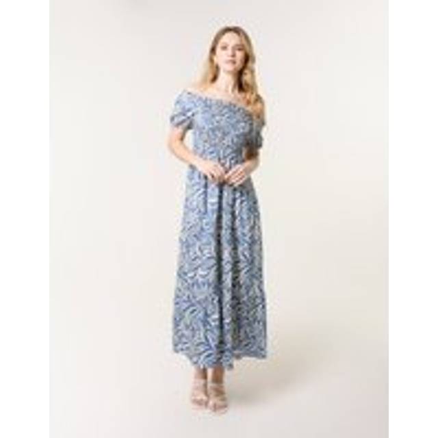 Blue Vanilla Blue Elasticated Sleeve Maxi Dress