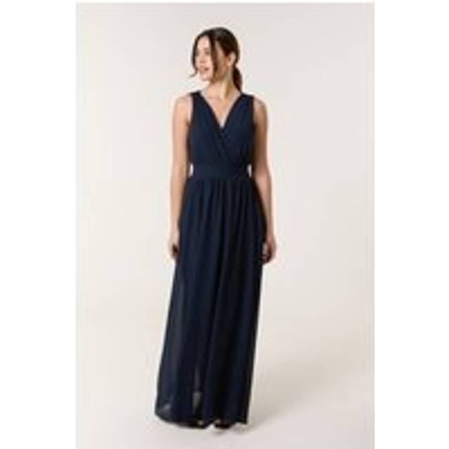 Blue Vanilla Navy Sleeveless Wrap Front Maxi Dress - s/m