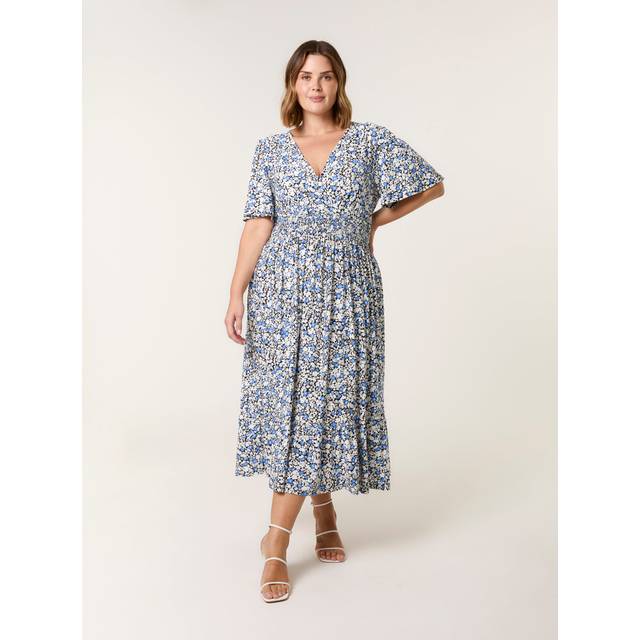 Curve Wrap Front Dress - 18/20 / BLUE