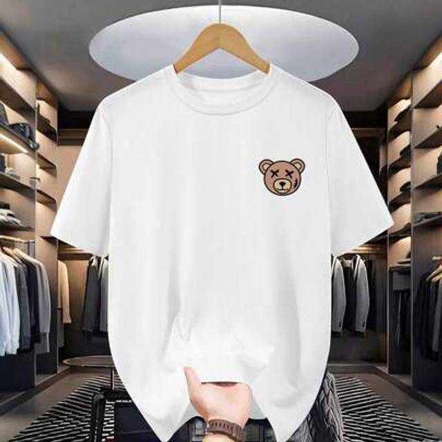 SHEIN Plus Size Boys&#39; Casual Sports T-Shirt With Cute Bear Print On Chest