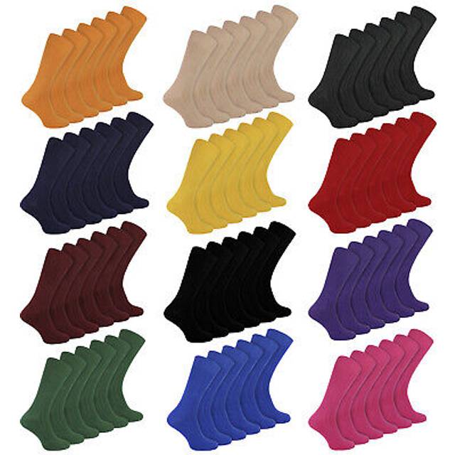 Mens plain coloured cotton rich ribbed dress socks