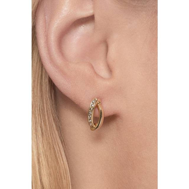 14kt Plated Oval Pavé Chain Stud Earrings - Gold