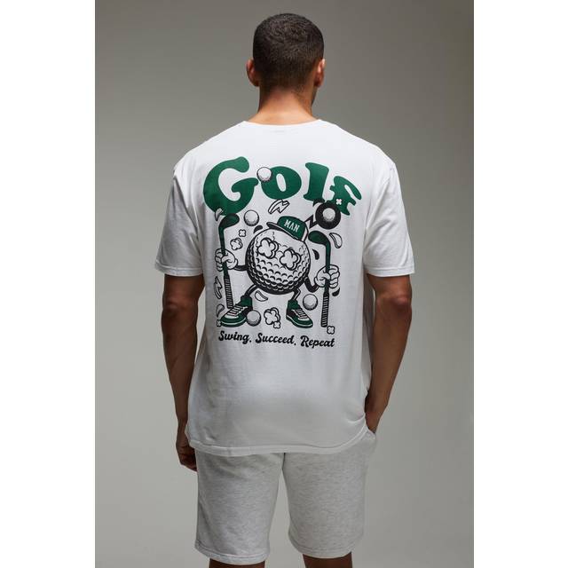 Mens White Man Active Golf Oversized T-shirt