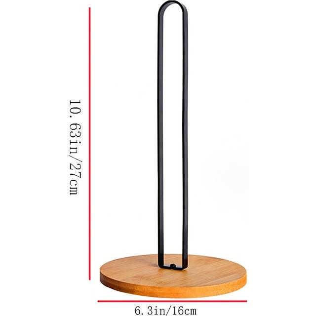 TEMU 1pc Modern Wooden & Iron Kitchen Paper Towel Holder, Countertop Standing Tissue Roll Dispenser, No-drill Multi-functional Storage Rack