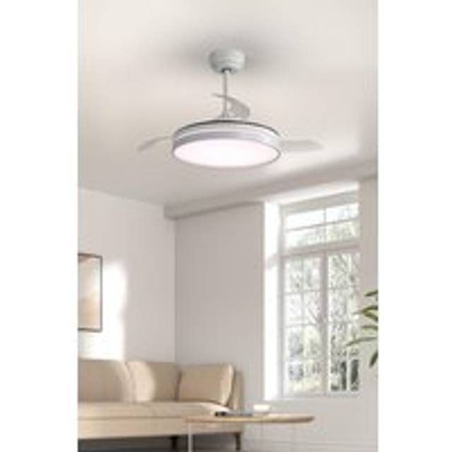 Acrylic Ceiling Fan Light with Retracted Blades - White - One Size