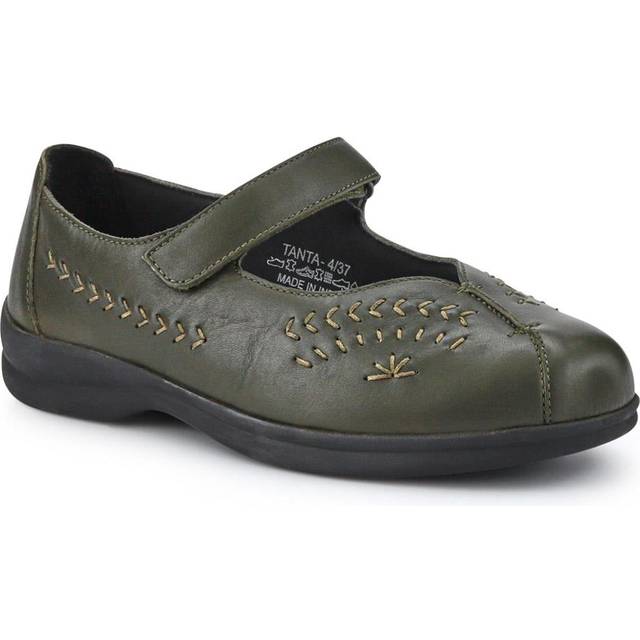 Extra-Wide Leather Mary Janes - TANTA / 327 206 - Khaki