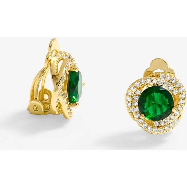 Jon Richard Emerald Twist Halo Clip-On Earrings, Gold