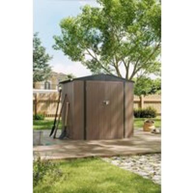 Outdoor Garden Galvanized Steel Lockable Apex Storage Shed - Brown - One Size