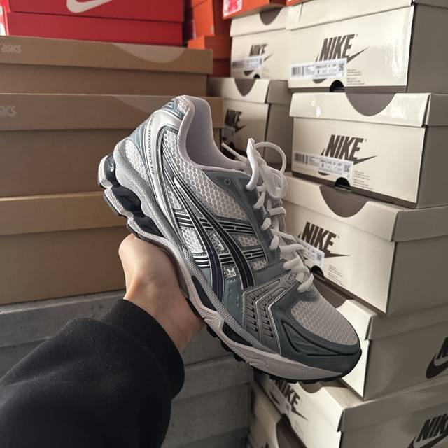 Asics Gel-Kayano 14 - Unisex - White Fjord Grey, 43.5 (43.5)