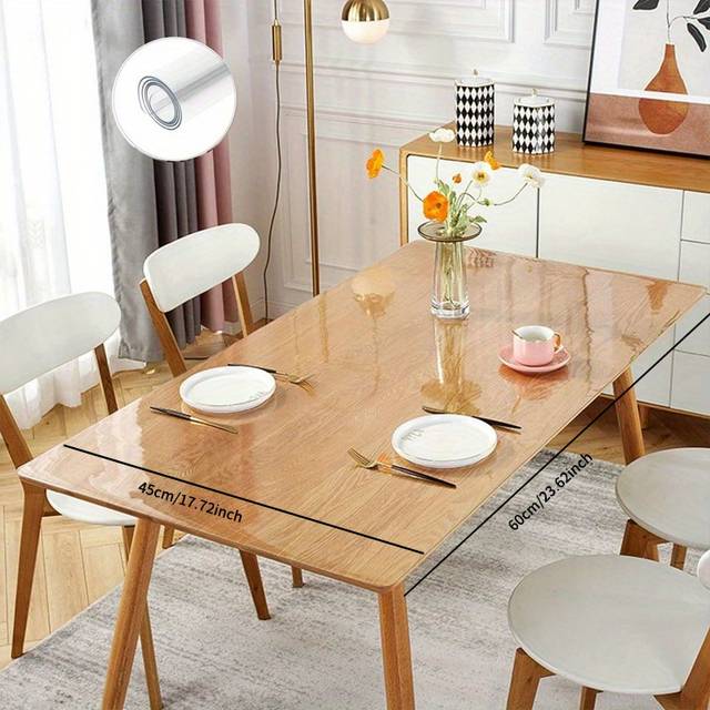 TEMU Hohojie Clear Pvc Tablecloth Protector - 1.0mm Thick, Scratch & Heat Resistant, Transparent Table Cover For Dining And Coffee Tables, Ideal For Home And Hotel Use, Coffee Table Cover