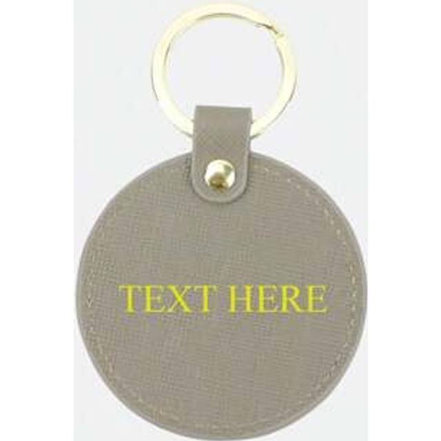 SHEIN Customized Initial Letters 1pc Men Saffiano Leather Circle Keychain Round Key Ring Women Home Key Chain Gift With Monogrammed Letters