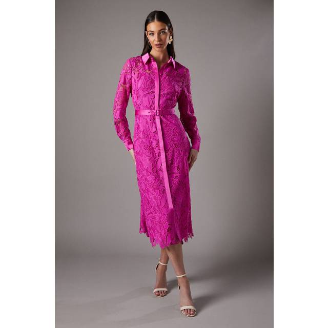 Lace Shirt Dress - Pink - 8