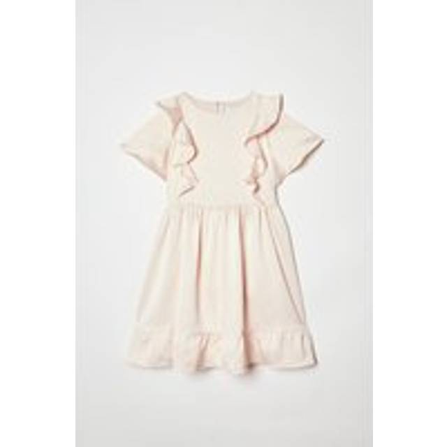 Girls Ruffle Satin Back Crepe Dress - Pink - 5-6 Years